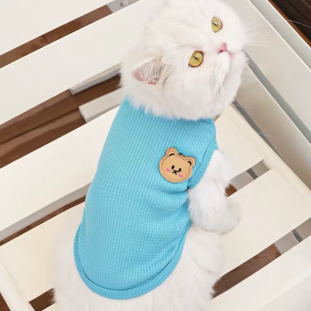 NWOT Knit Pet Tank - Sewn Bear Graphic - Blue - Size Large